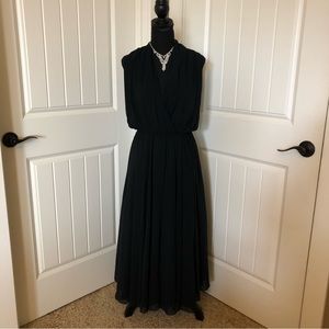 Vintage Black Plunge Neck Dress
